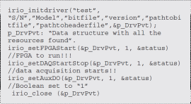 Excerpt of a C program using IRIO library.